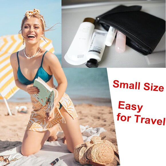 Small Makeup Bag for Purse Mini Cosmetic Pouch Zipper Little Wristlet, Tiny Make - Picture 6 of 8